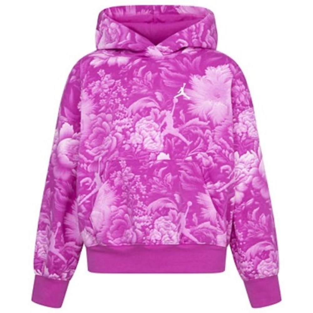 Jordan Girls Brooklyn Essentials Floral-Print Pullover Hoodie Size M 10-12 - Picture 1 of 8